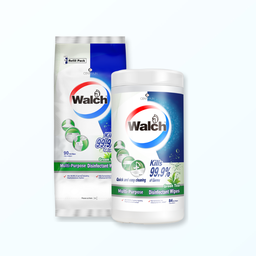 Walch Multi-Purpose Disinfectant Wet Wipes 84pcs + Refill Pack 90pcs