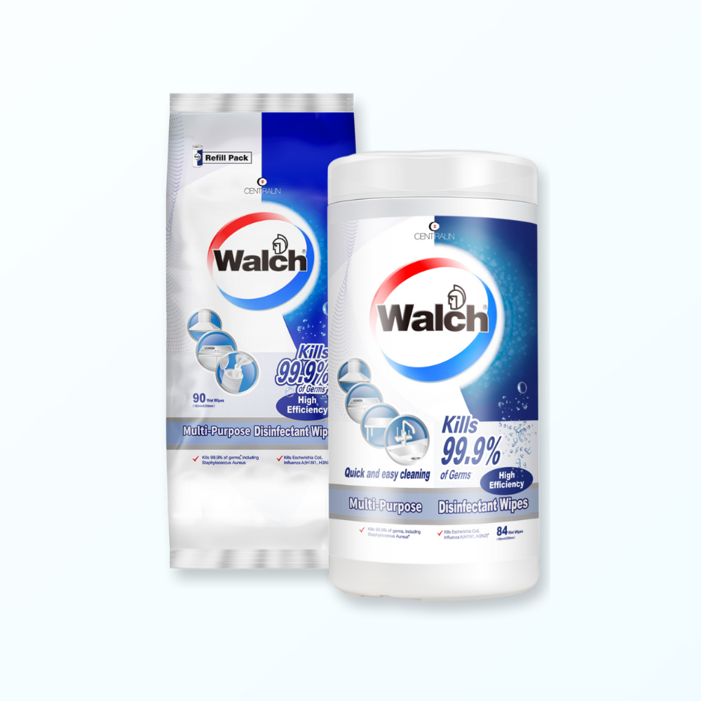 Walch Multi-Purpose Disinfectant Wet Wipes 84pcs + Refill Pack 90pcs