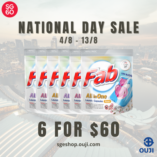 [NATIONAL DAY SPECIAL] 6 FOR $60 - Fab 4in1 All-In-One Laundry Capsules 24pcs