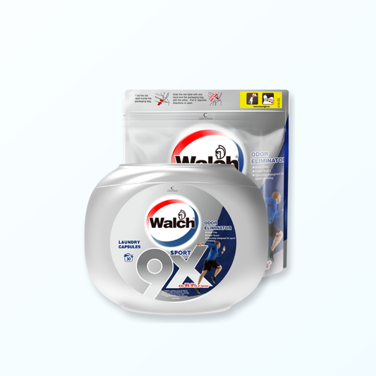 Walch 9X Sports Laundry Capsule 30 Pods + Refill Pack 34 Pods