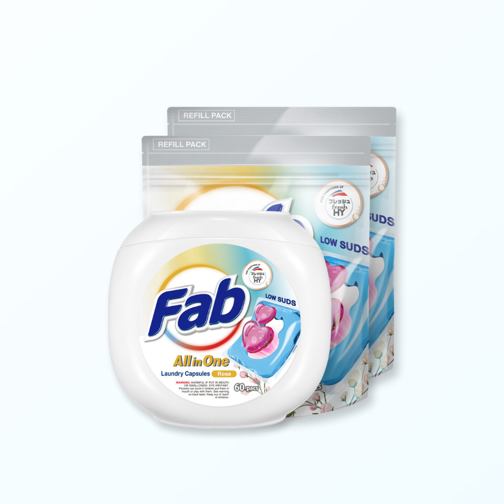 Fab 4in1 All-in-One Laundry Capsules 60pcs + 2X Refill 24 Pods