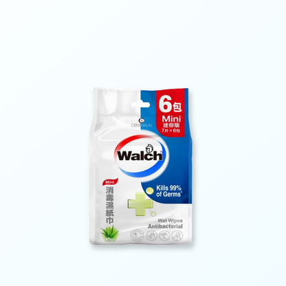 Walch® Anti-bacterial Mini Wet Tissue 7pcs x 1 Bag (6 packs)