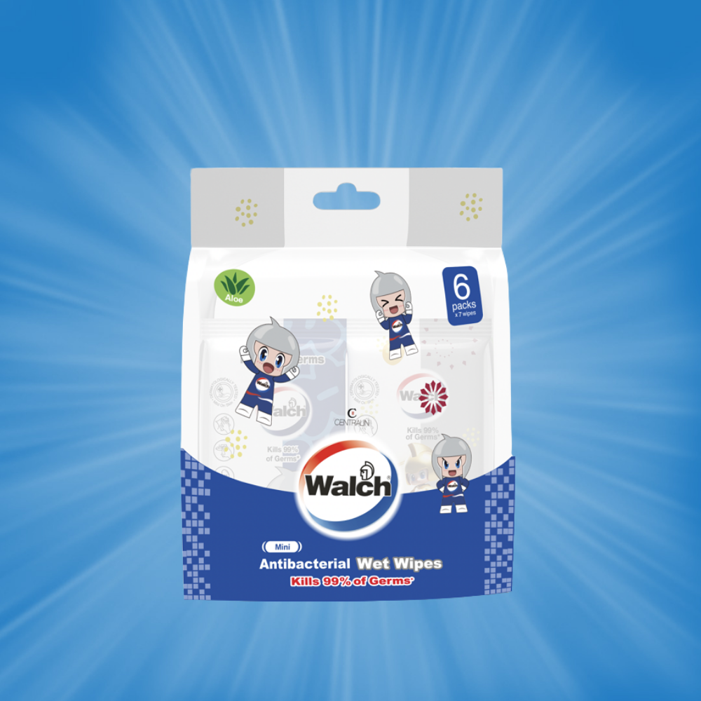 [PWP] Walch Wei Shuai Anti-bacterial Mini Wet Tissue 7pcs*6 - Aloe