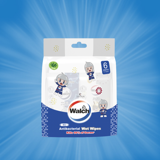 [PWP] Walch Wei Shuai Anti-bacterial Mini Wet Tissue 7pcs*6 - Aloe