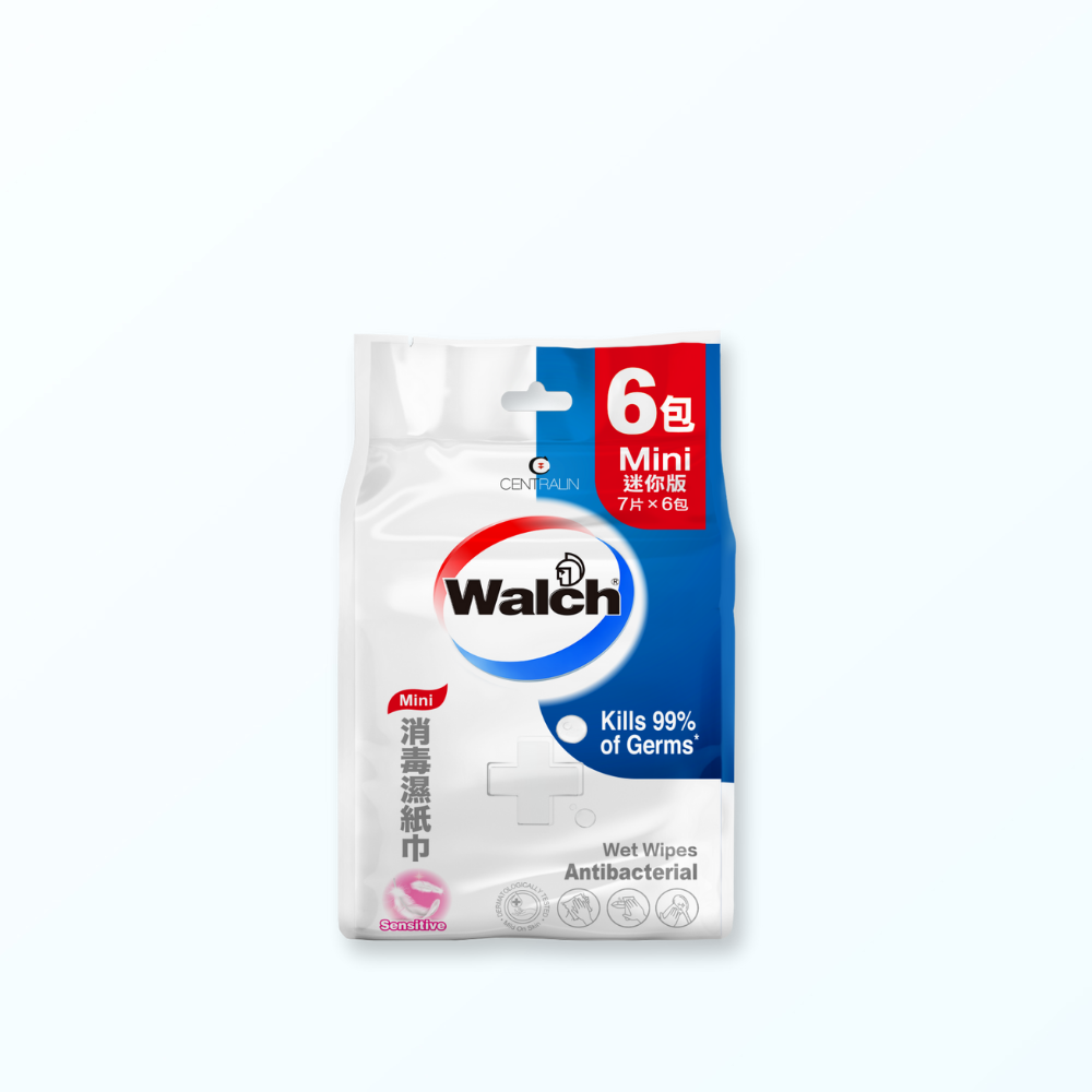 Walch® Anti-bacterial Mini Wet Tissue 7pcs x 1 Bag (6 packs)