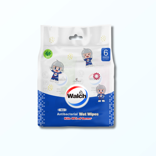 Walch® Wei Shuai Anti-bacterial Mini Wet Tissue 7pcs x 6 Packs – Aloe